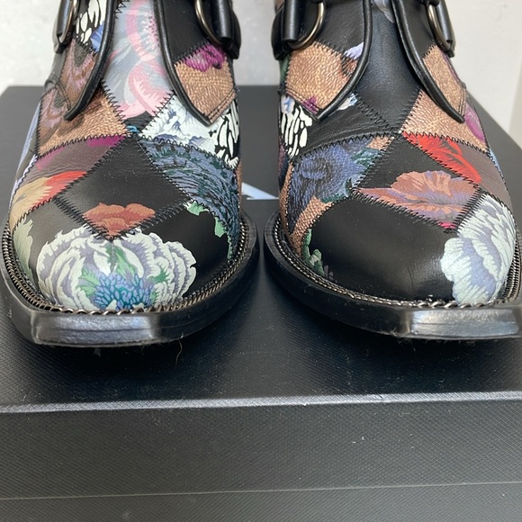 EUC Coach x Kaffe Fassett Lace Up Chain Bootie Sz 9.5 EU40 Rare - Picture 9 of 16